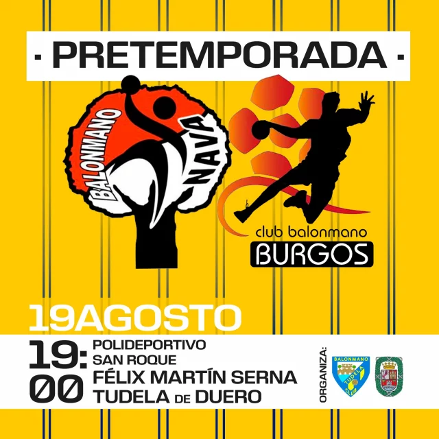 🟡🔵PRETEMPORADA🔵🟡

Seguimos de vacaciones, pero ya vamos preparando cosas para la vuelta.
El día 19 de Agosto tenemos la primera cita. El balonmano Nava y el balonmano Burgos disputarán en nuestro pabellón un partido de pretemporada. Un planazo para animarnos un poco el cuerpo después de haber despedido las fiestas tan solo unas horas antes.

Os esperamos a todos, porque siempre es buen momento para disfrutar de un partido así.

💥 @balonmanonava vs @balonmanoburgos 
🗓 19 de Agosto
⌚ 19:00h
📍 Polideportivo San Roque Félix Martín Serna

Organiza @cbm_tudela y @aytotudeladuero 

1...2...3...¡TUDELA!💛💙💪⚽